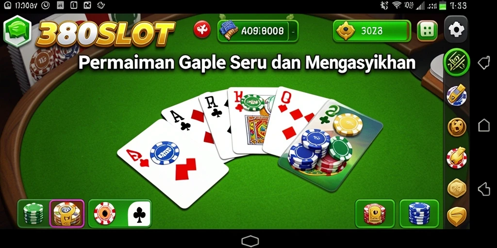 Screenshot gameplay 380SLOT yang menunjukkan ketegangan saat bermain gaple.