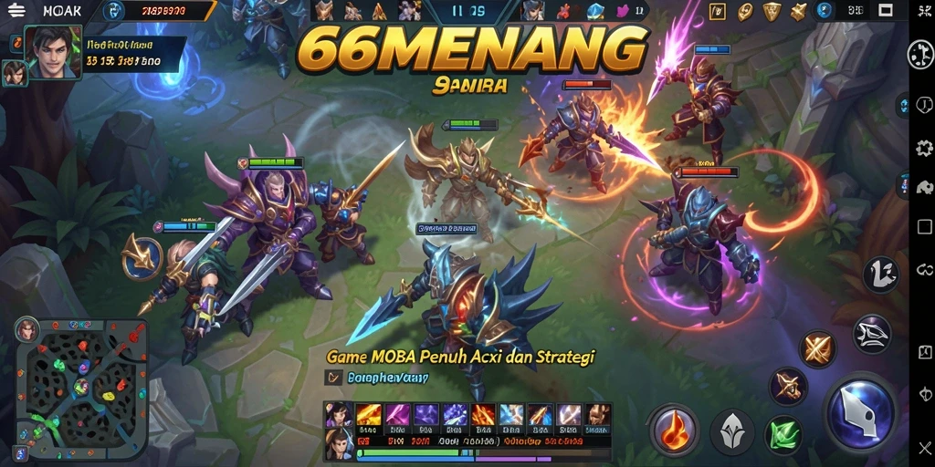 Screenshot utama 66MENANG dari gameplay MOBA yang mendebarkan.