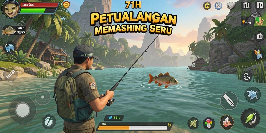 Screenshot utama 71H menunjukkan tampilan memancing yang mendebarkan.