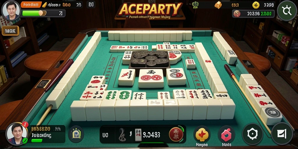 Tangkapan layar permainan ACEPARTY menampilkan gameplay Mahjong yang seru.