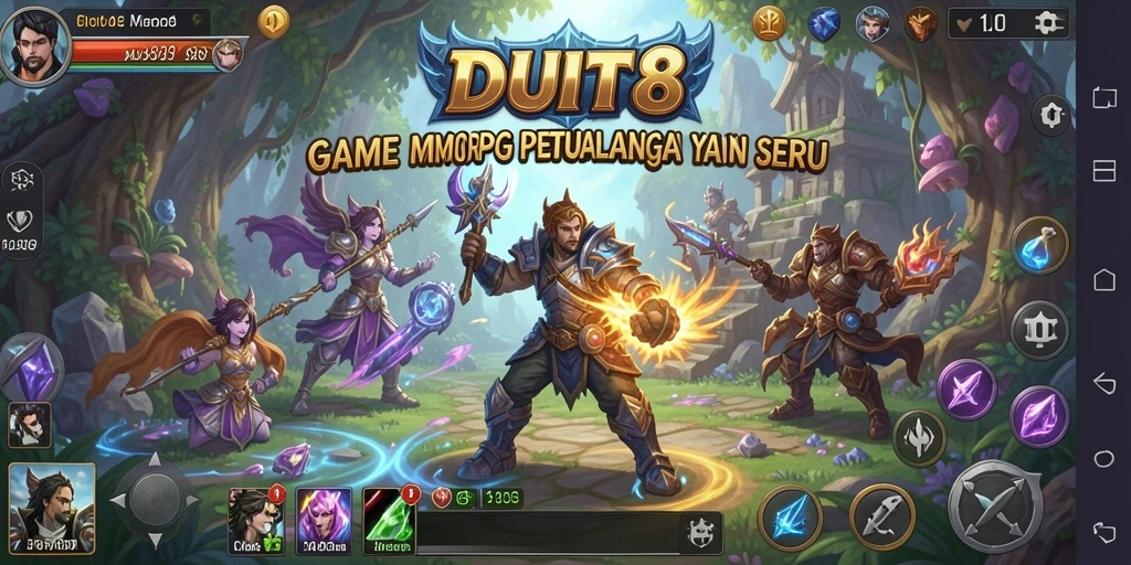 Tampilan gameplay mendalam di dunia MMORPG DUIT8 yang menakjubkan.