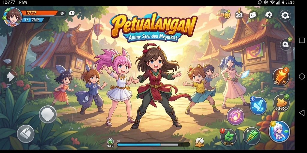 Tampilan gameplay seru dalam ID777 yang menampilkan pertarungan karakter anime.