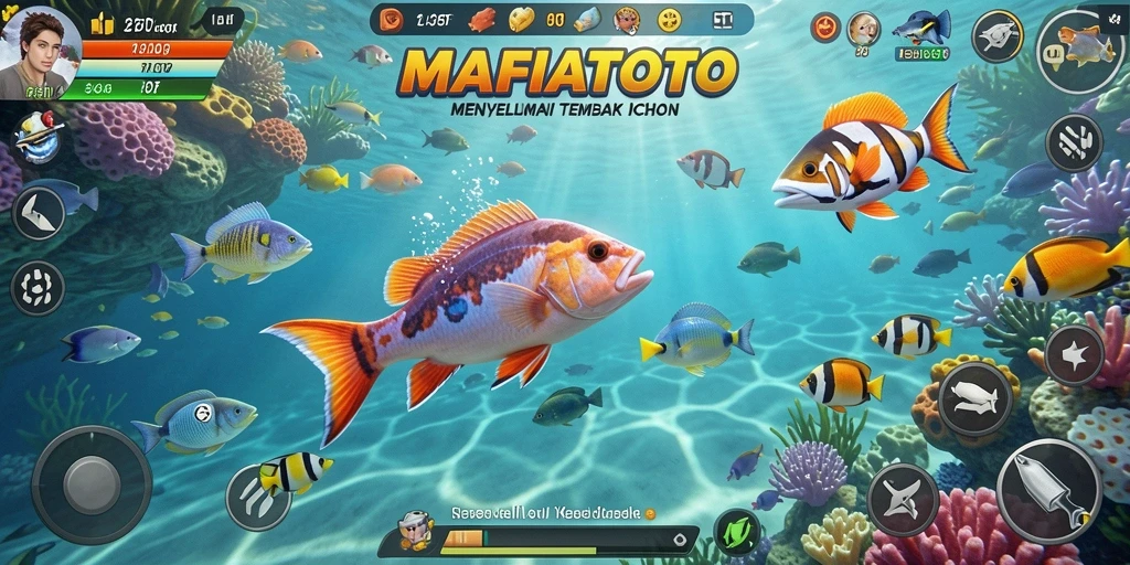 Tampilan gameplay MAFIATOTO dengan aksi Tembak Ikan yang seru.