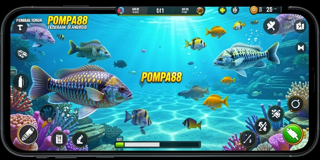 Tangkapan layar gameplay seru dalam POMPA88 yang menampilkan aksi tembak ikan.