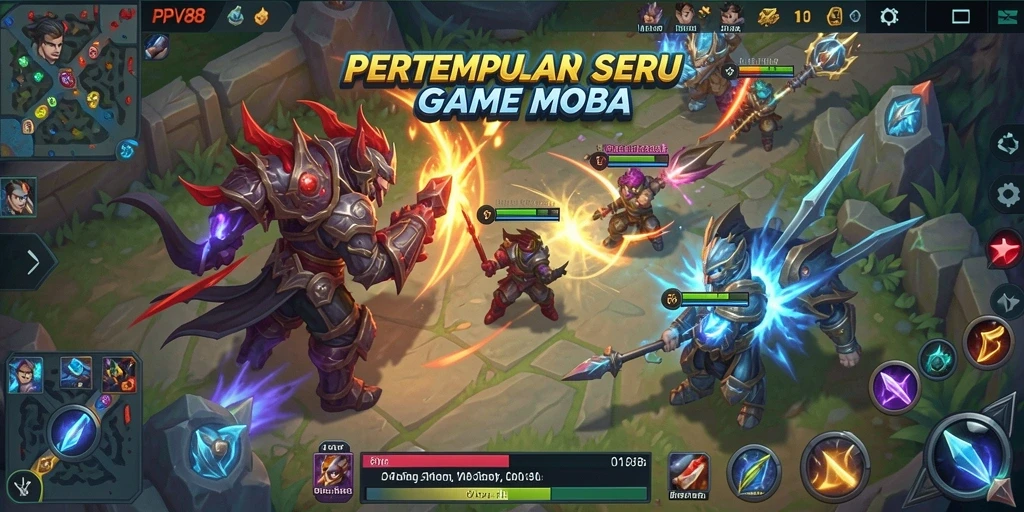 Tampilan gameplay menarik dengan aksi seru dalam game MOBA PPV88.