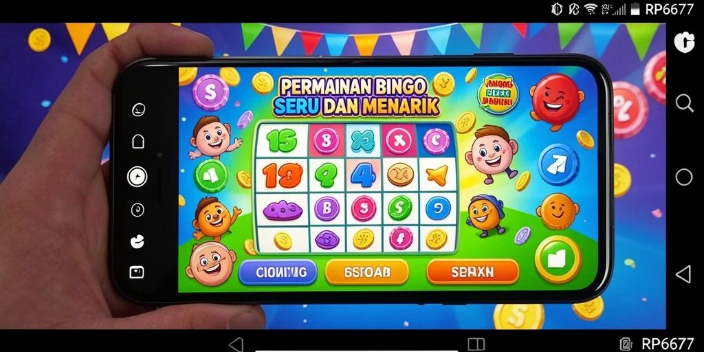 Tampilan gameplay seru bingo RP6677 yang penuh warna.